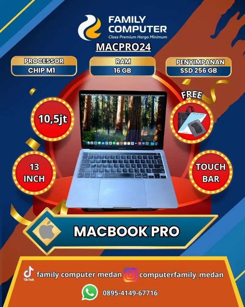 MACBOOK PRO 2020 M1 CHIP RAM 16GB SSD 256GB TOUCHBAR BH 92%-LIKE NEW