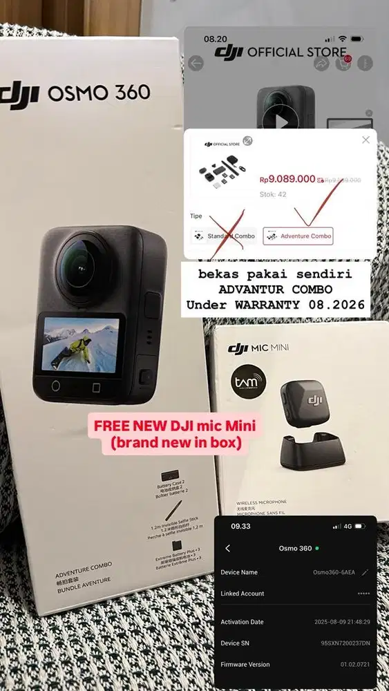 DJI OSMO 360 adventure combo + GRATIS BARU DJI MINI