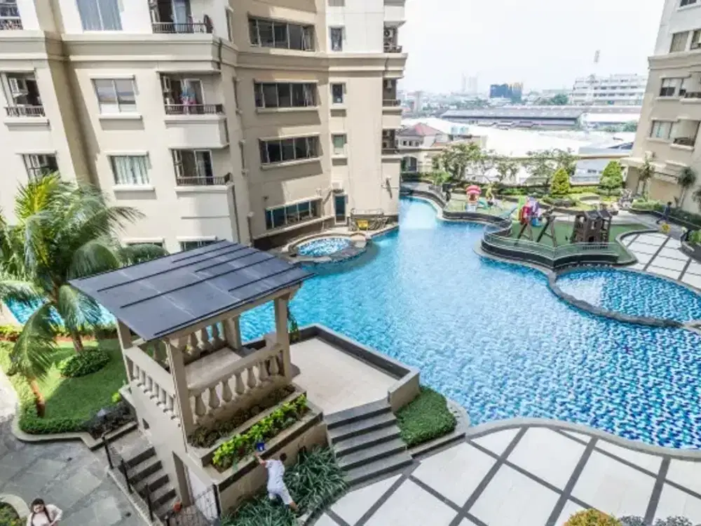 Unit 1BR Mediterania Ancol Sewa Tahun Full Furnished Siap Huni Lantai Rendah