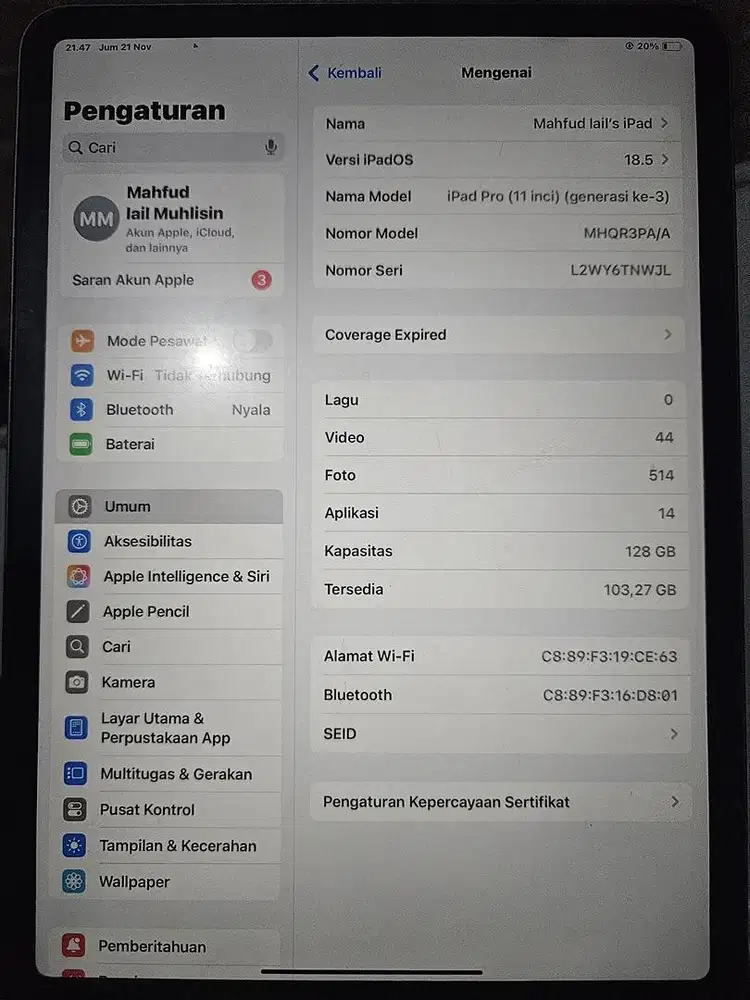 Ipad 11 Pro (gen 3) 128gb + Case