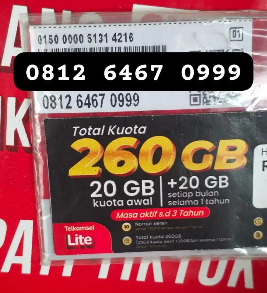 NOMOR CANTIK SIMPATI BONUS 260 GB MASA AKTIF SATU TAHUN.