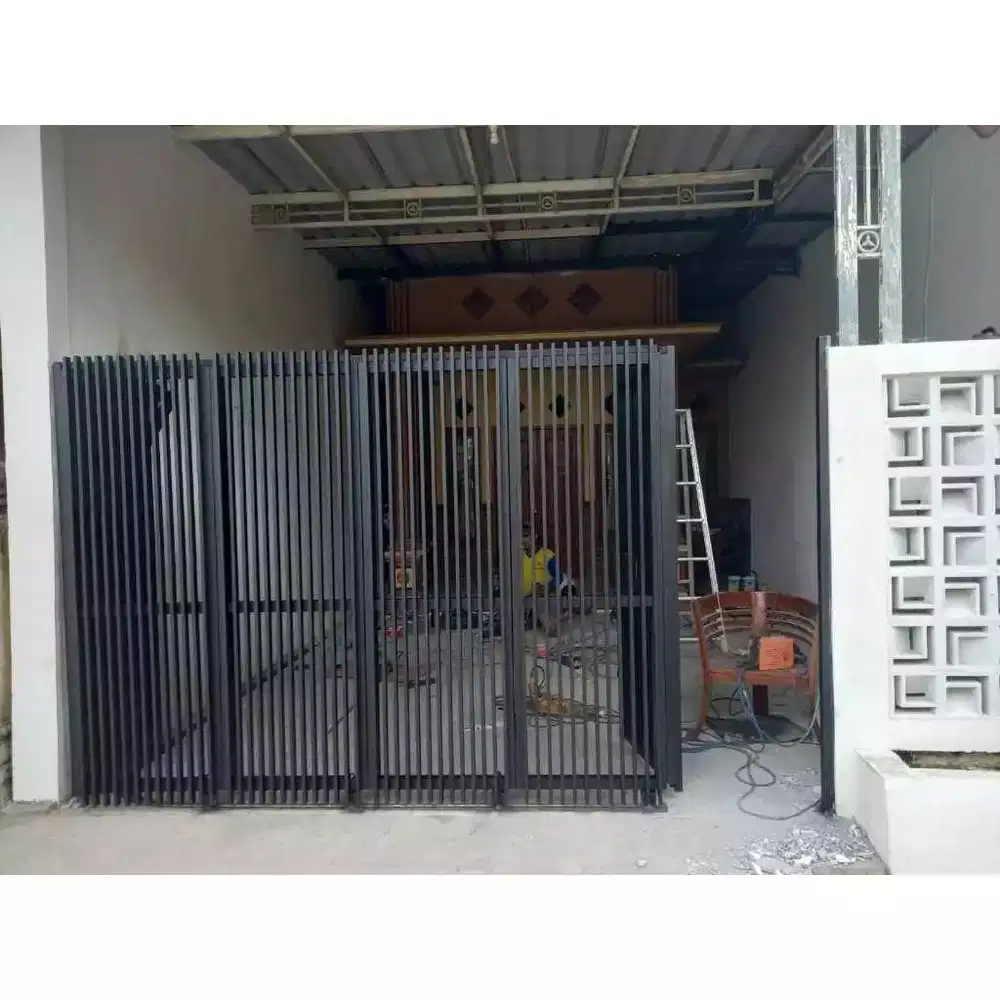 pagar full besi galvanis minimalis rumah terbaru