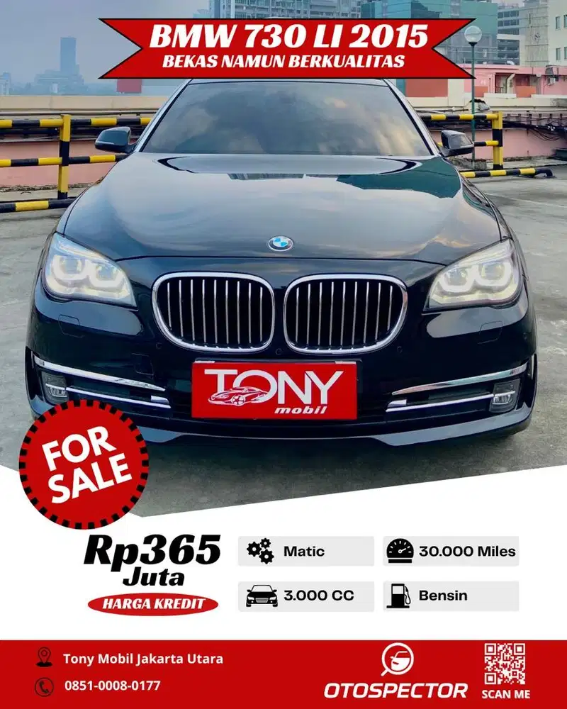 Sunroof BMW 730Li 3.0 AT 2015 Hitam