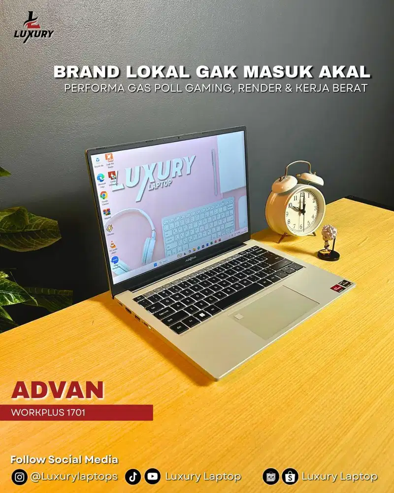 LAPTOP ADVAN WORKPLUS 1701 SLIM 5 SSD 512GB RAM 16GB MURAH CEPAT BU