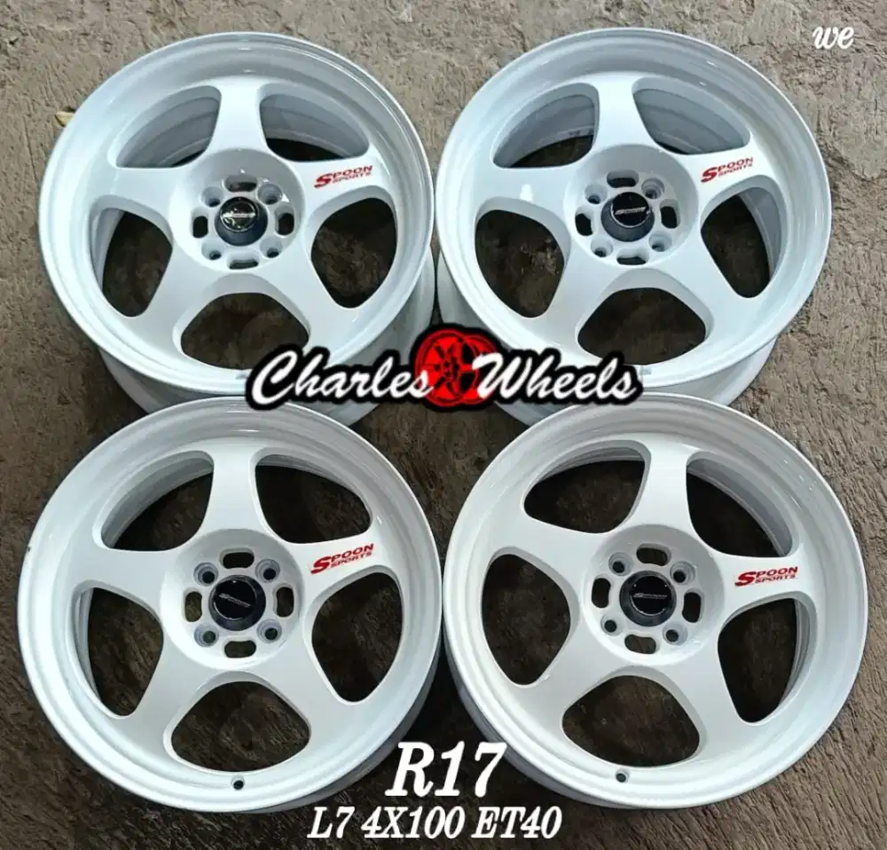 JUAL VELG SPOONS R17 4X100 WHITE JAZZ BRIO MOBILIO VIOS DLL