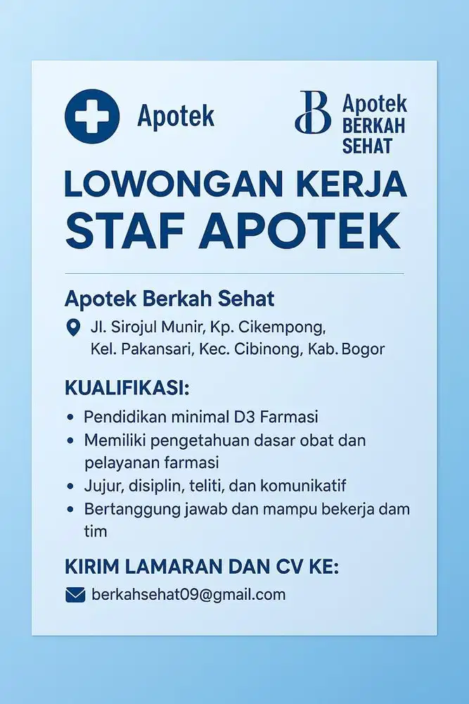 Lowongan Staf Apotek