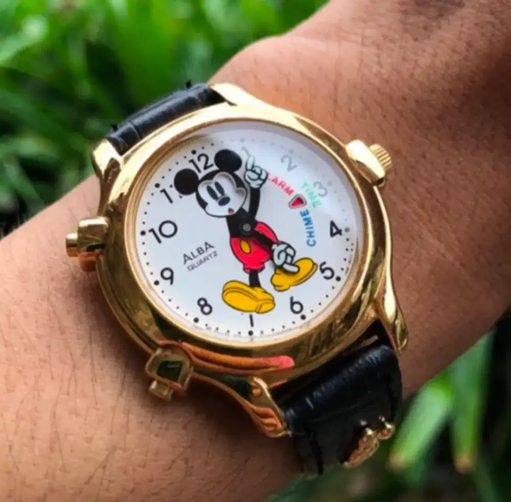 Jam mickey alarm bs ganti wajah quartz rare lawas jadul antik vintage