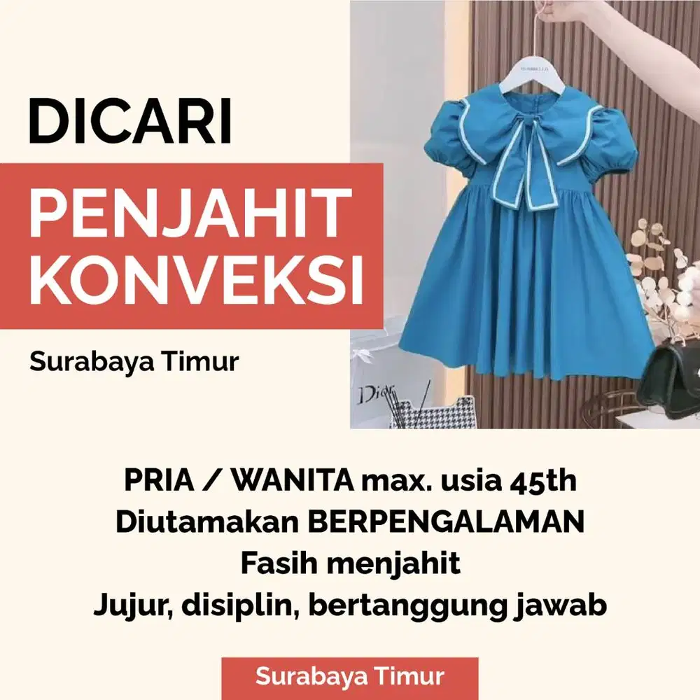 DICARI PENJAHIT KONVEKSI
