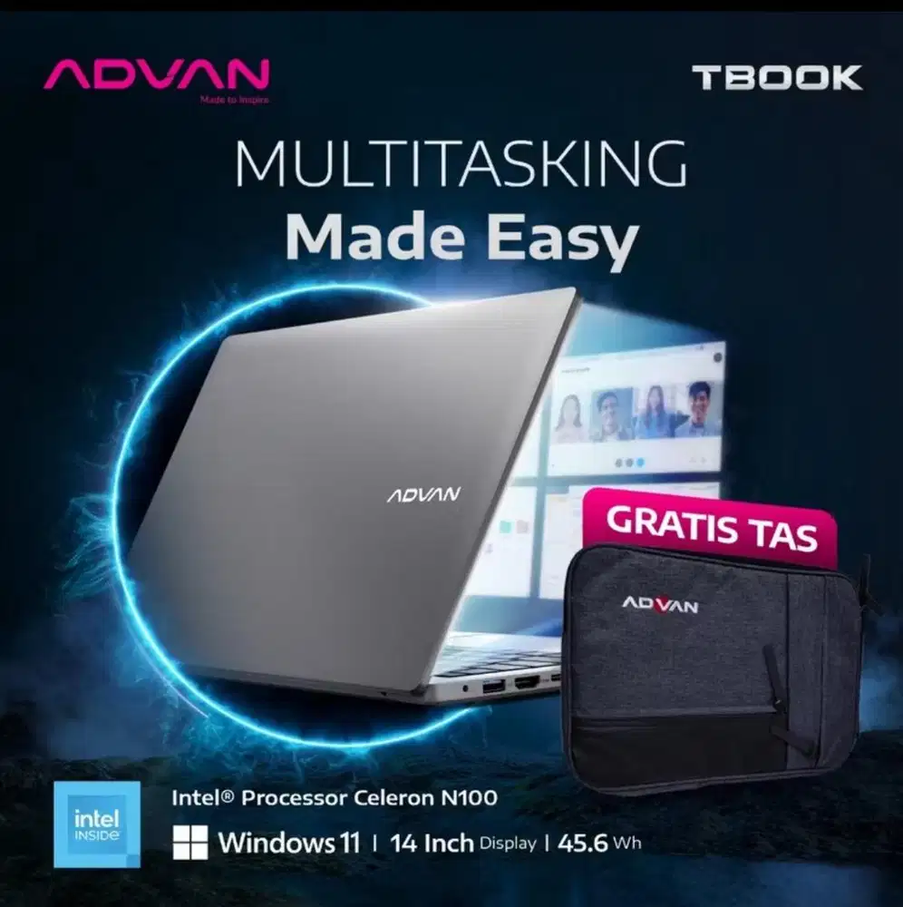 Advan Tbook N100 intel celeron ringan hemat baterai