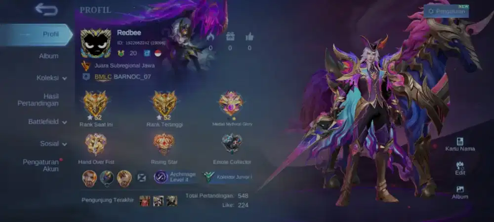 Jual akun mobile legends