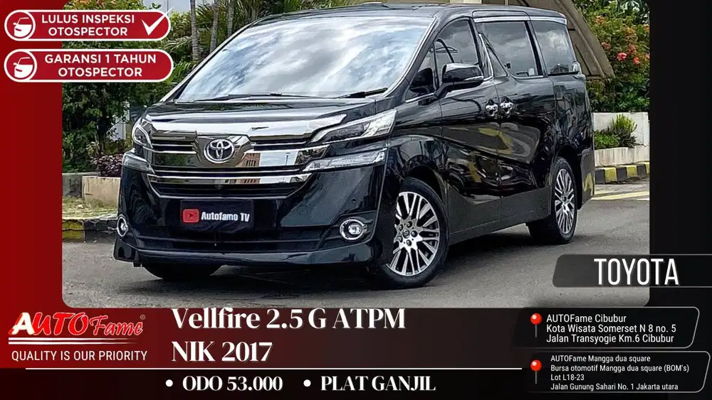 Toyota All New Vellfire 2.5 G ATPM NIK 2017 Black On Black Pilot Seat
