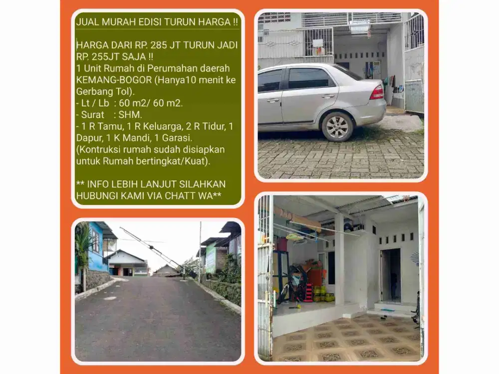 Rumah murah dalam perumahan  akses jalan 2 mobil strategis aman tentram di Pabuaran-Kemang-Bogor. 03