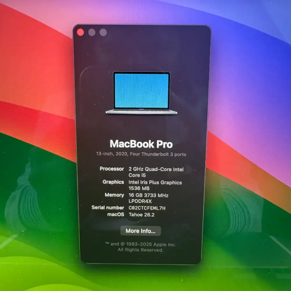 Macbook Pro 2020 Touchbar Ram 16 Ssd 512 Core i5 Layar 13 inch Full