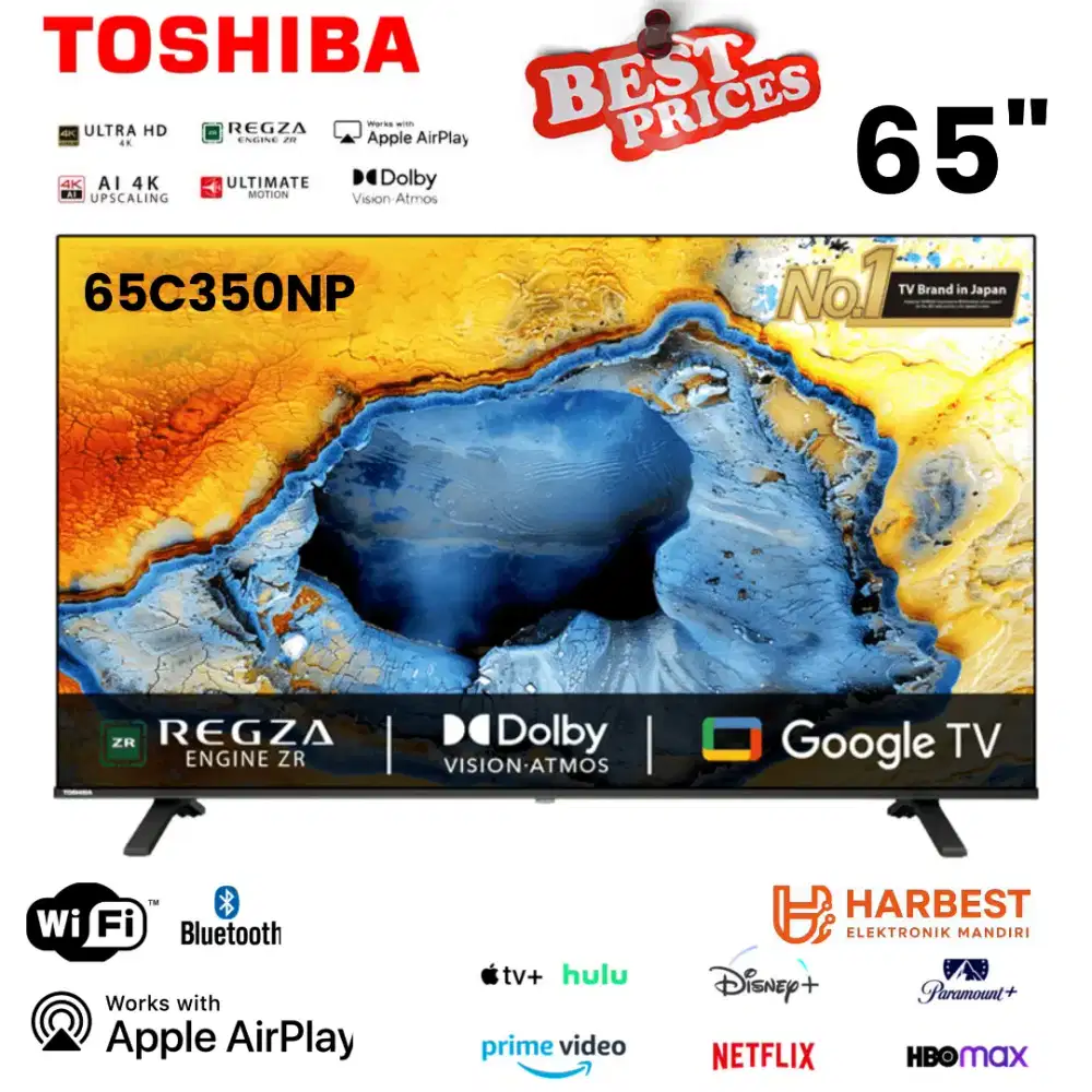 TOSHIBA Japan 4K UHD 65 Inch Smart Google TV 65C350NP DolbyAtmos HDR10