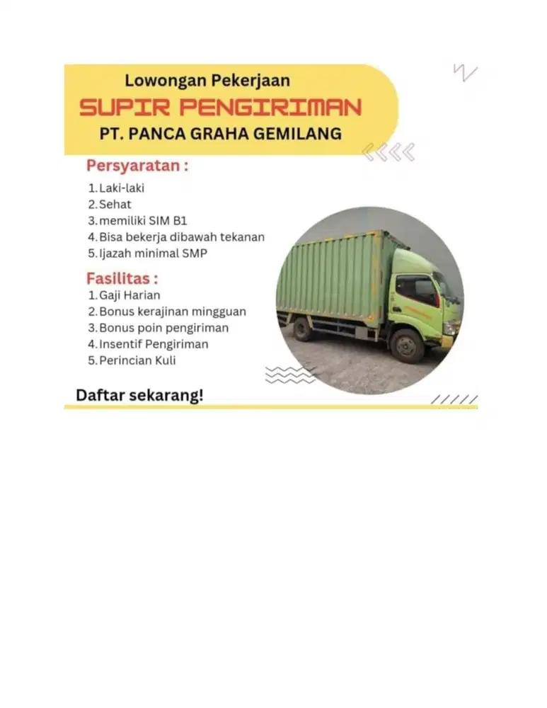 Lowongan Pekerjaan Driver SIM B1