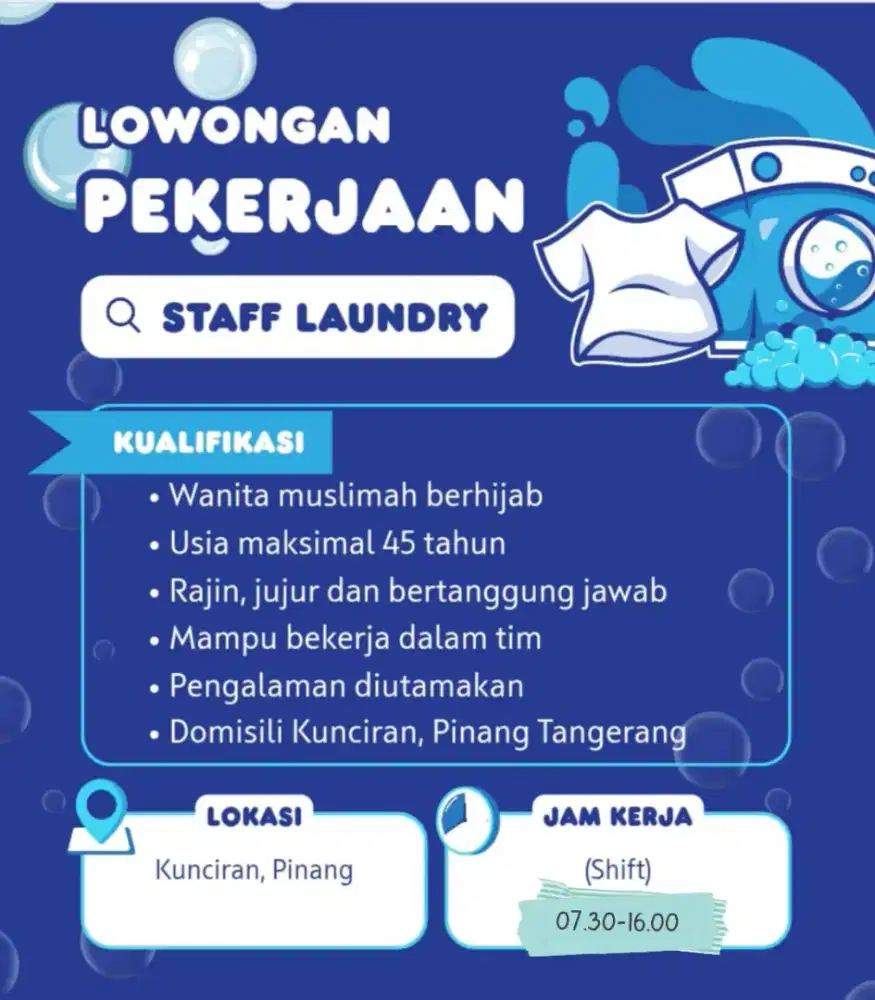 LOWONGAN KERJA STAFF LAUNDRY