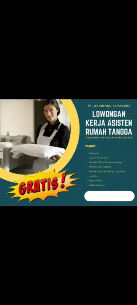 Lowongan kerja ART, Baby Sitter dan Older Nursery