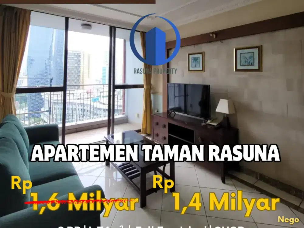 FOR SALE, Apartment Taman Rasuna, 2 BR, Full Furnished, SHGB, Fasilitas Lengkap, Lokasi Strategis