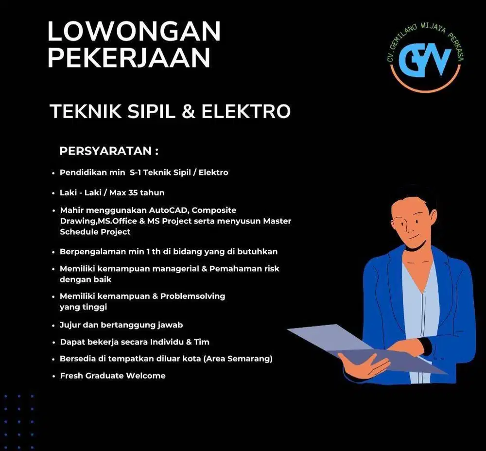 Lowongan kerja Teknik Sipil & Elektro