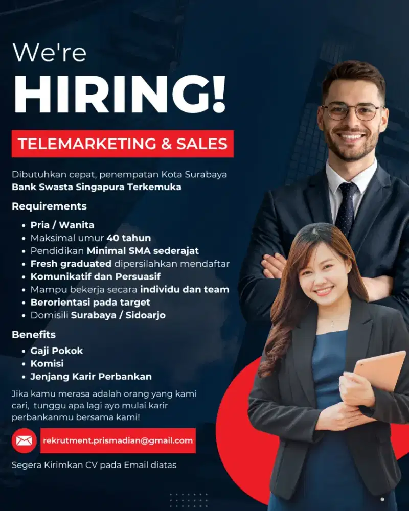 Dibutuhkan Cepat! - Telemarketing & Sales Perbankan