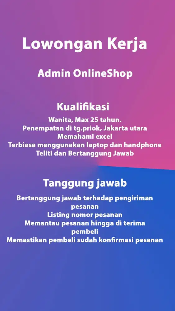 lowongan admin pengiriman di tanjung priok