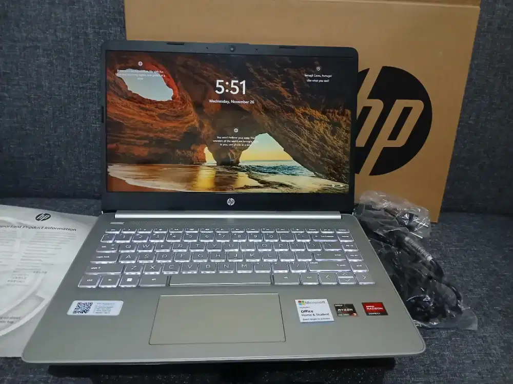 Laptop HP 14s Ryzen 8/512GB FHD IPS Fullset