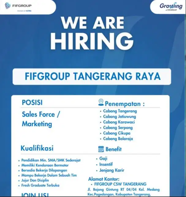 Lowongan Kerja Sales Force Toko Elektronik dan Dana Tunai