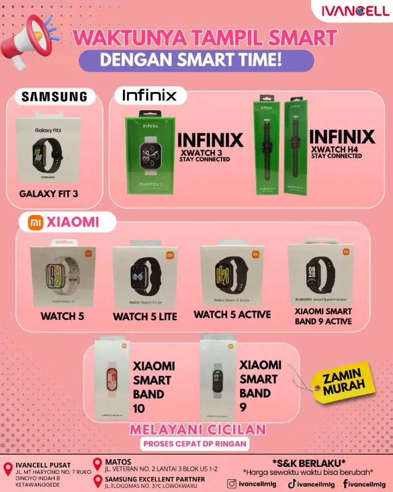 READY SMART WATCH 100% SEGEL, DI JAMIN MURAH POLL, LOKASI KOTA MALANG
