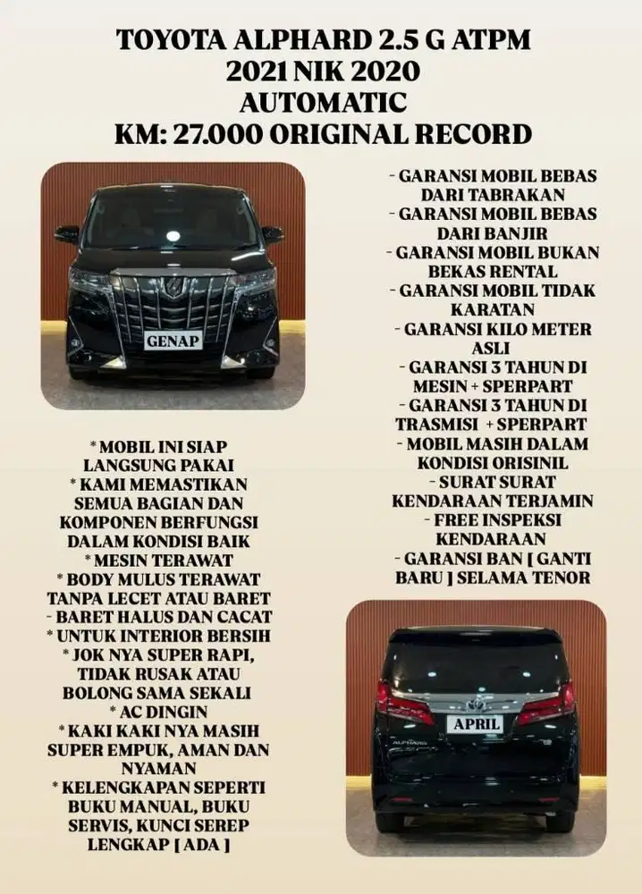 [ KM 27.000 ORIGINAL ] TOYOTA ALPHARD G ATPM TSS 2020 AT SIAP PAKAI