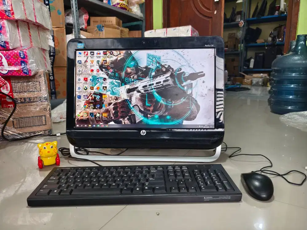 sepaket PC AIO HP 22inch Intel core i5 kondisi bagus siap pakai