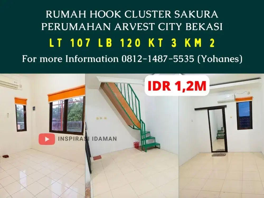 Rumah Hook Cluster Sakura Perumahan arvest City Bekasi