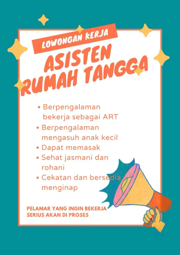 Dibutuhkan Asisten Rumah Tangga