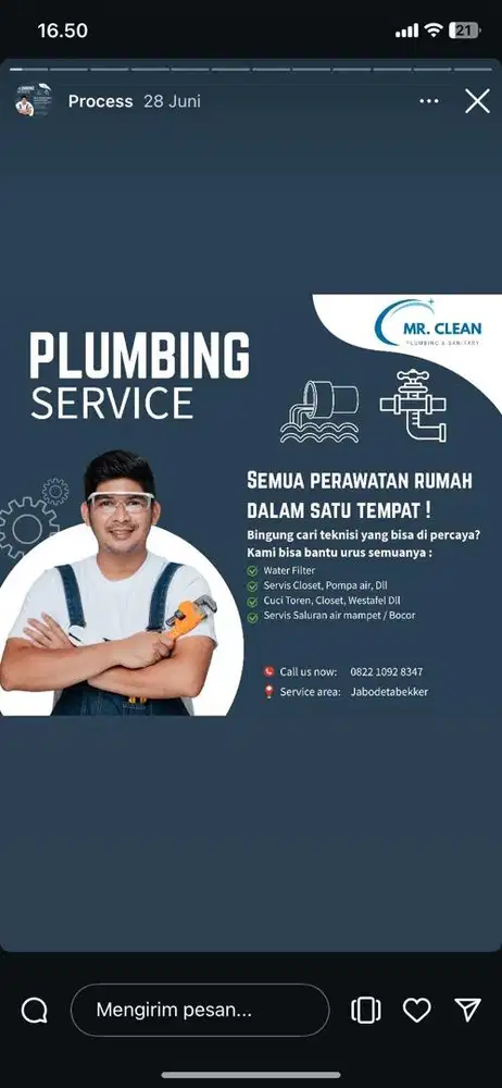 Jasa sanitasi air, service closet, filter air