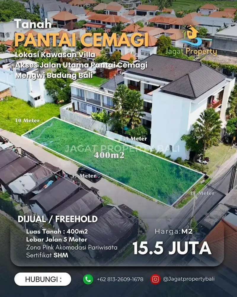 Dijual Tanah Berlokasi Jalan Utama Pantai Cemagi Badung Bali