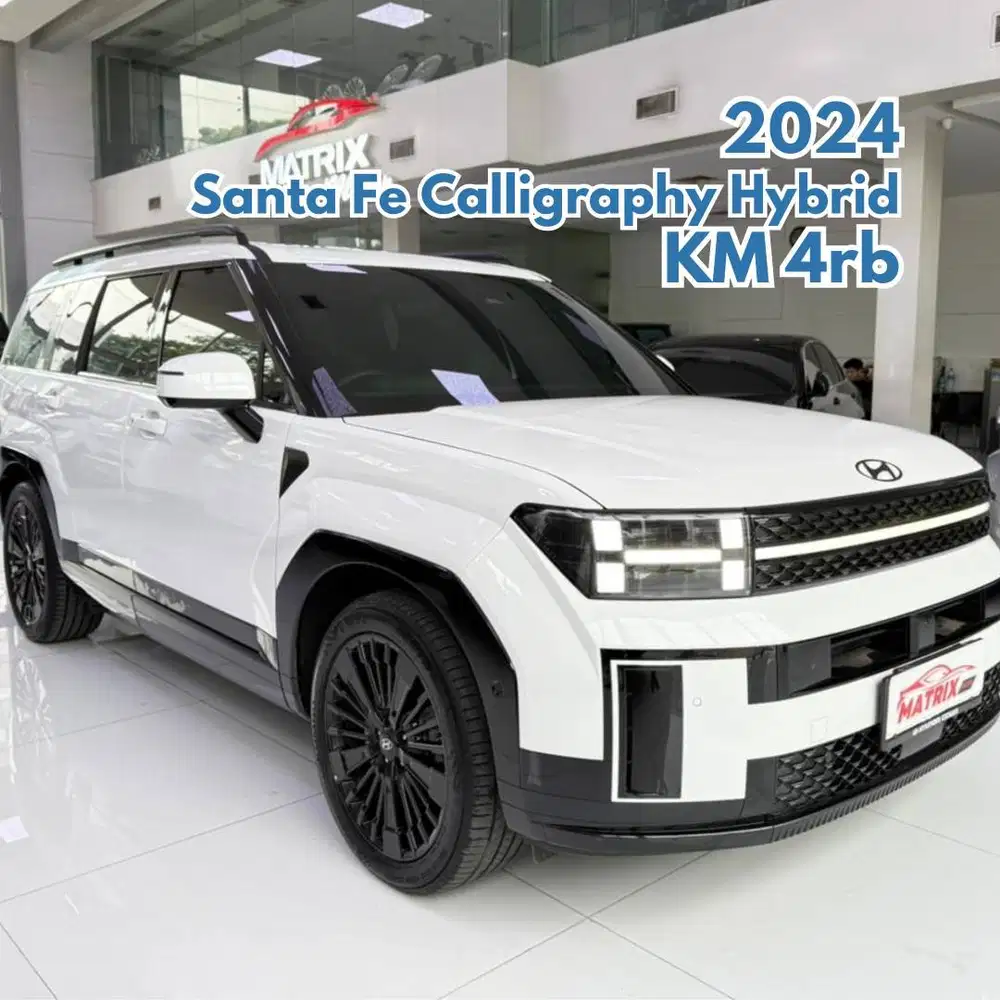 Hyundai Santa Fe Calligraphy Hybrid 2024 White on Black Putih Santafe