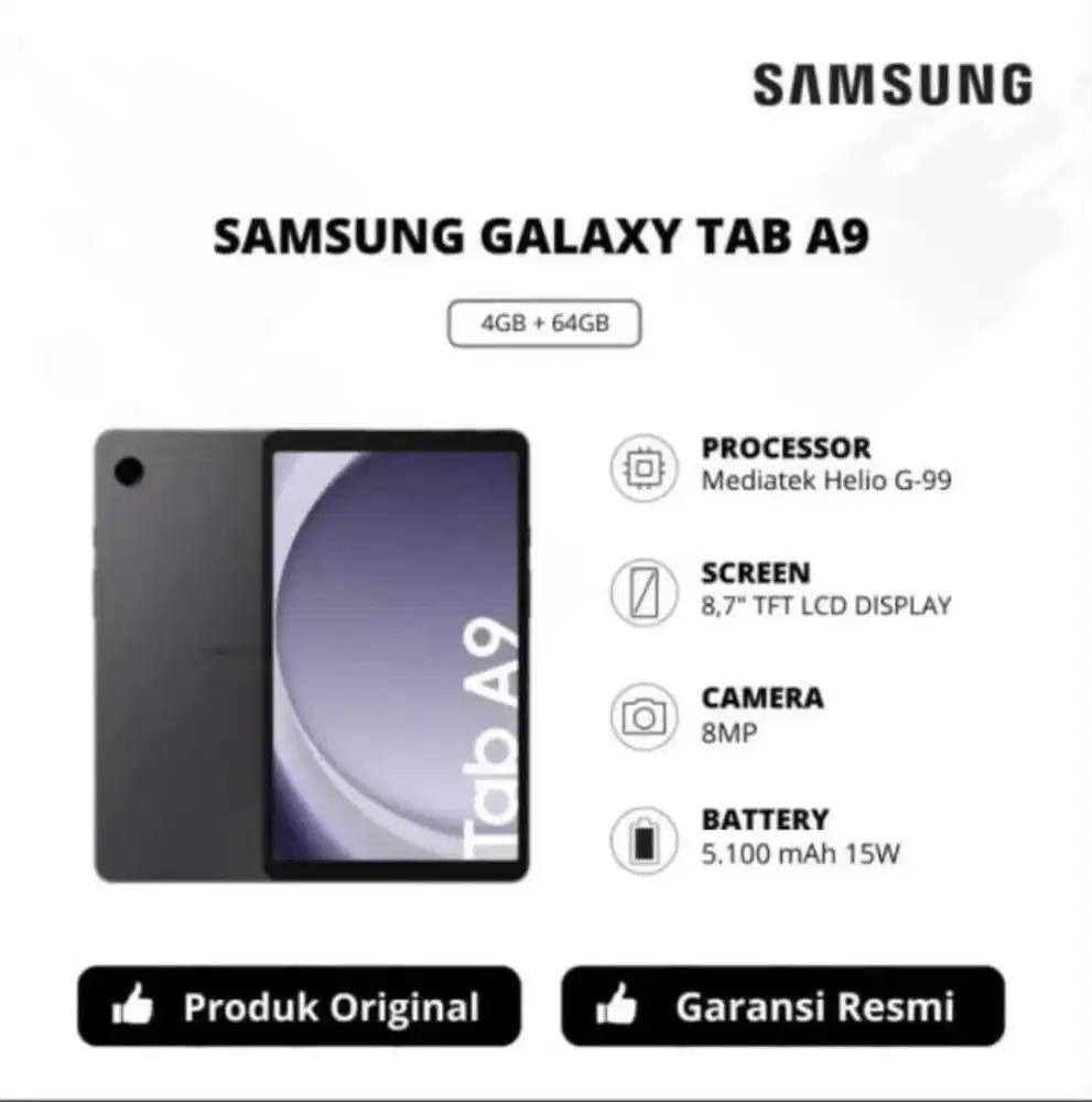 Samsung Galaxy Tab A9 & Adaptor Ori