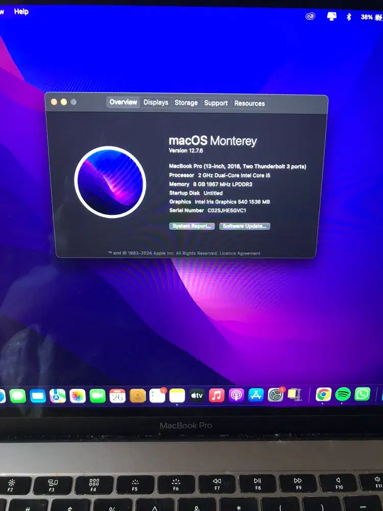 MacBook Pro 2016 13-inch Non Touchbar – 256GB SSD