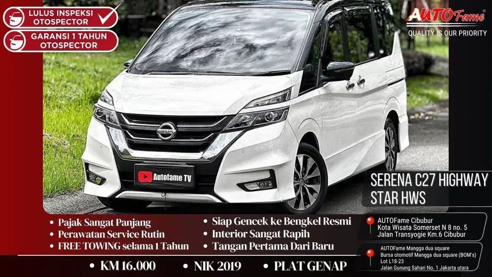 Nissan Serena C27 Highway Star HWS Pemakaian 2021 NIK 2019