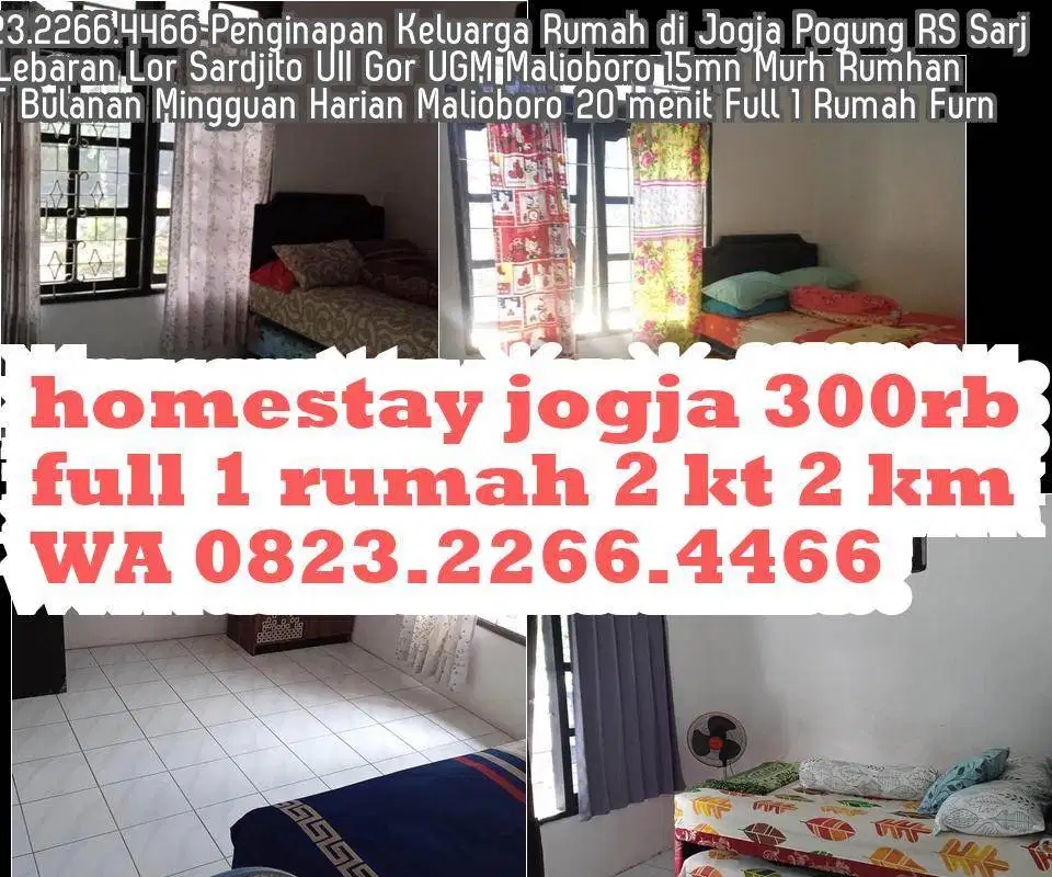 Penginapan Jogja Mrah 2KT Bulanan Mingguan Harian RS Sardjito Maliobor