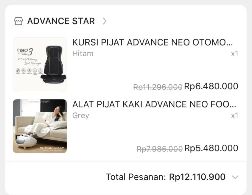 Kursi Pijat Mobil dan Alat Pijat Kaki Advance Neo Otomomi 3 (HS8896)