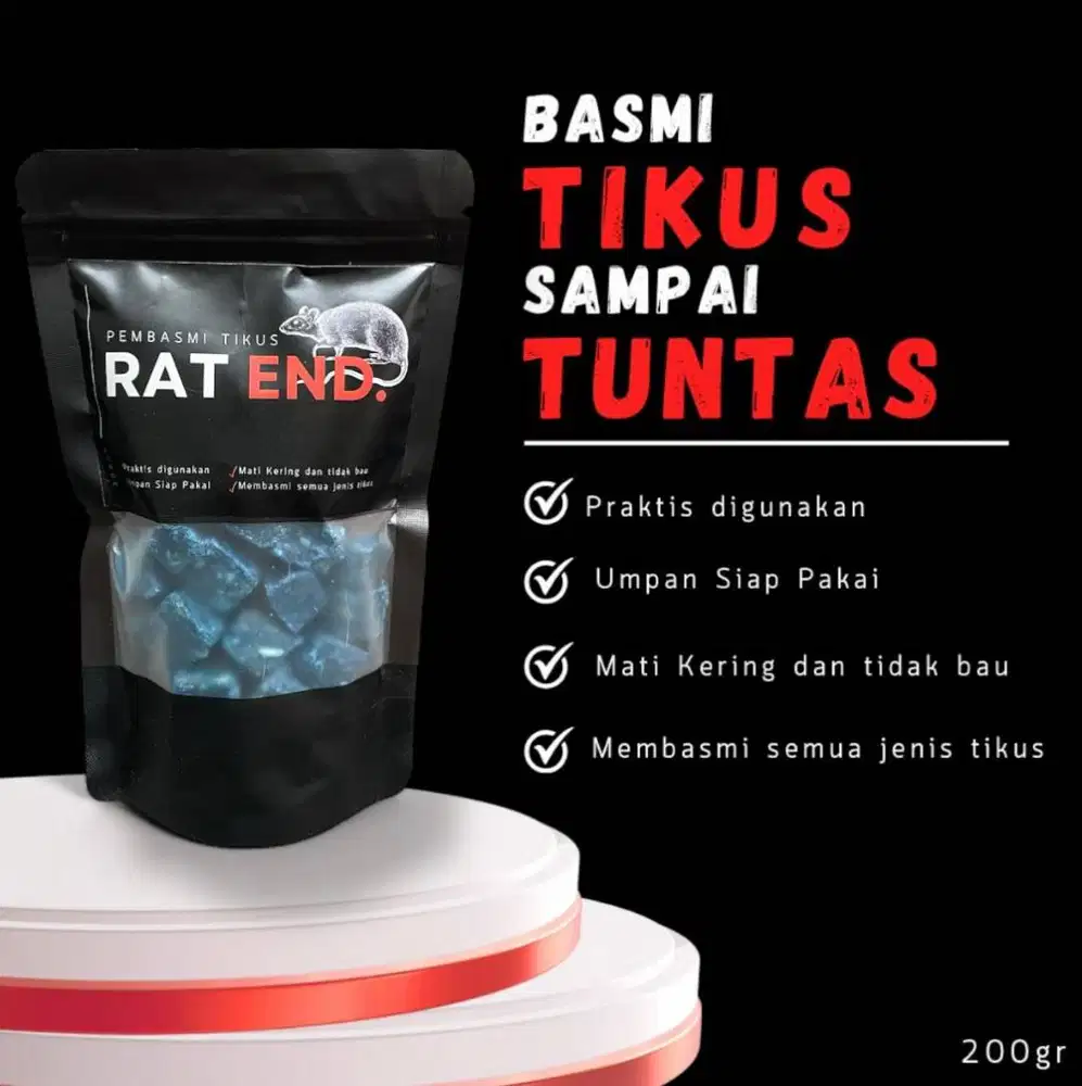 Racun Tikus Super Ampuh RAT END tikus mati kering tidak bau 200gr