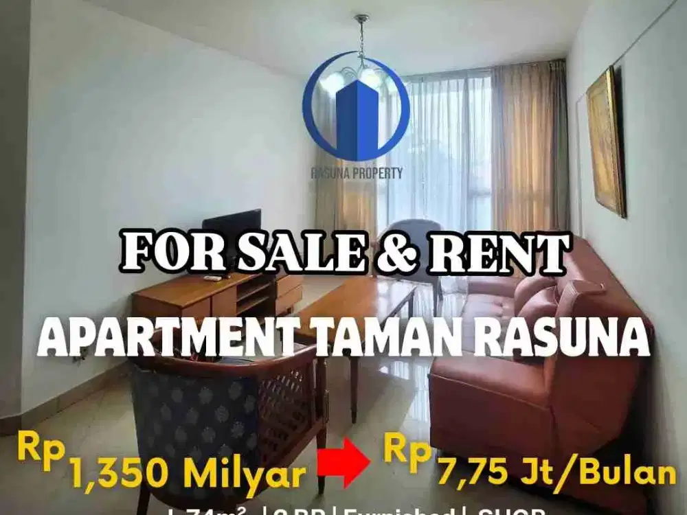 For Sale, Apartment Taman, 2 BR, Full Furnished, SHGB, Lokasi Strategis, Fasilitas Lengkap