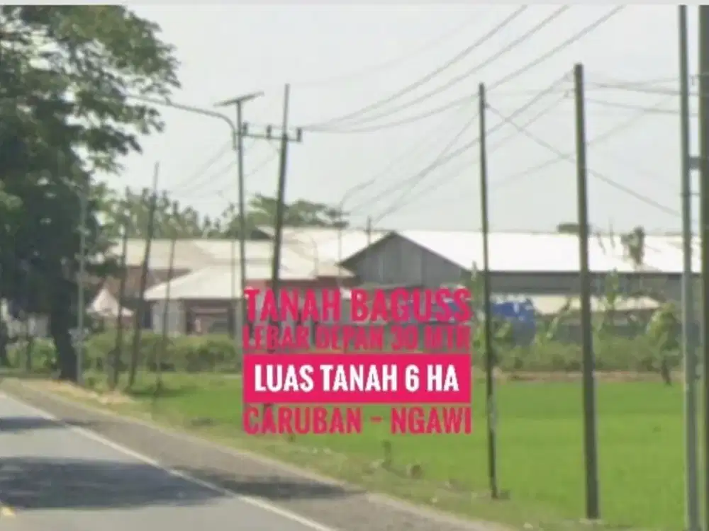 [L], Tanah Industri LD 30 mtr, NOL Jalan Raya Propinsi, dekat Exit TOL Caruban MADIUN, Cantik