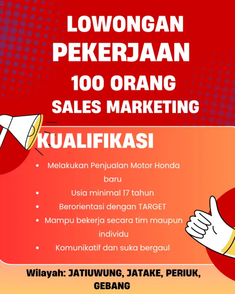 LOWONGAN KERJA SALES MOTOR HONDA