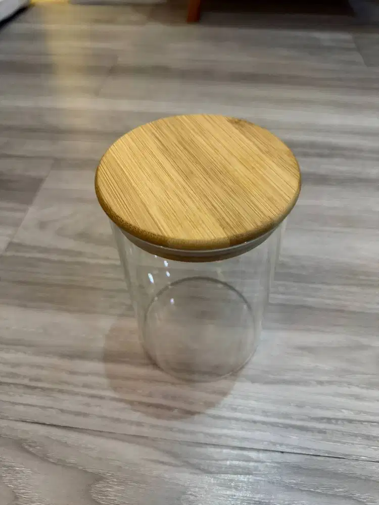 Toples kayu kaca 1000ml bulat merk Veronica