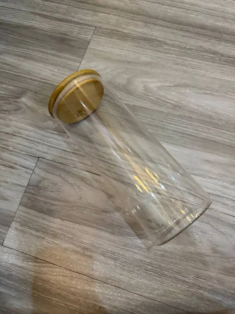 Toples kayu kaca 1300ml bulat merk Veronica