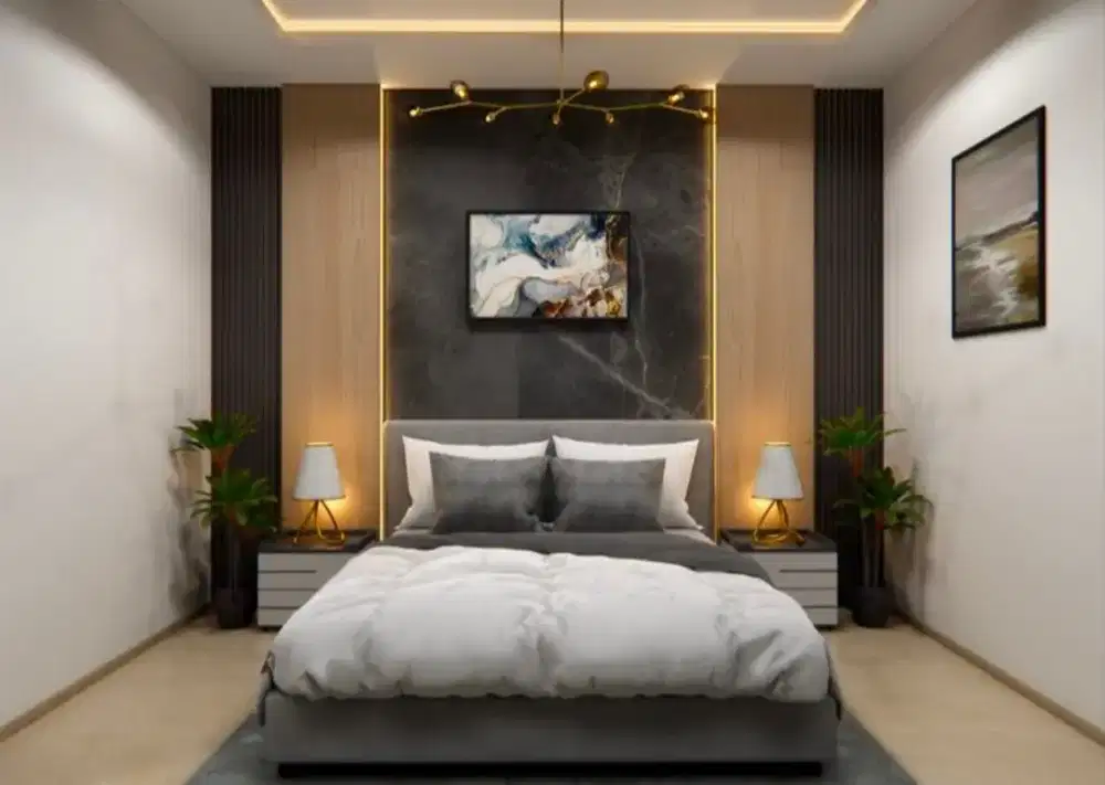 interior desain kitchen set kamar set wardrobe lemari backdrop tv