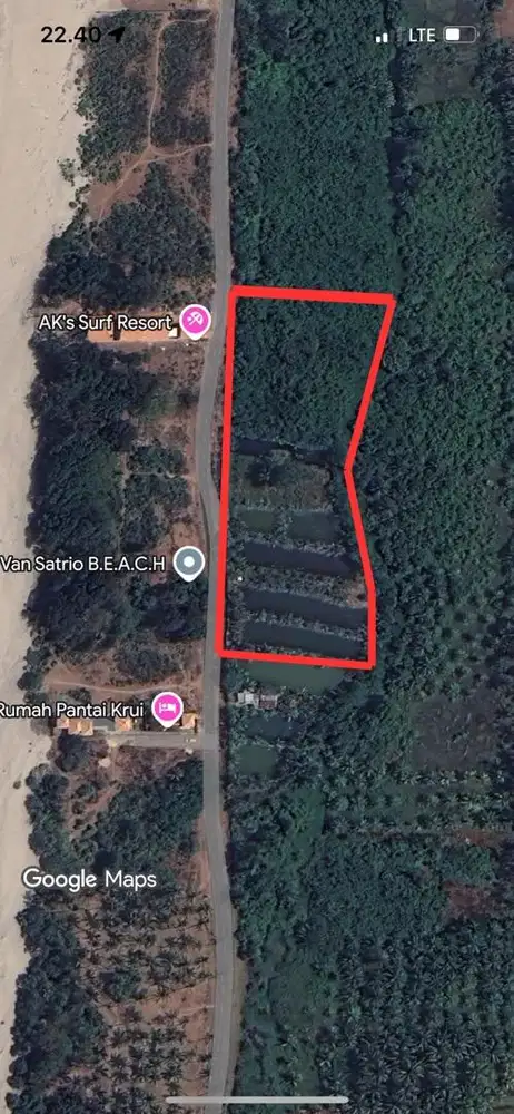 DIJUAL TANAH SEBRANG PANTAI MANDIRI LUAS 1.5 HEXTAR