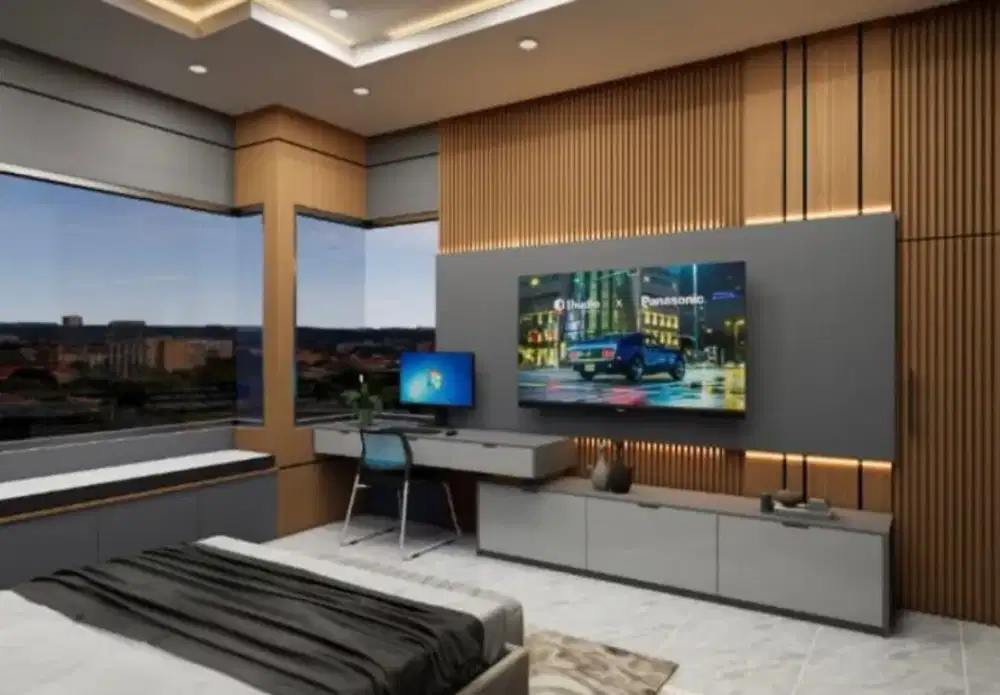 interior desain kitchen set kamar set wardrobe lemari backdrop tv