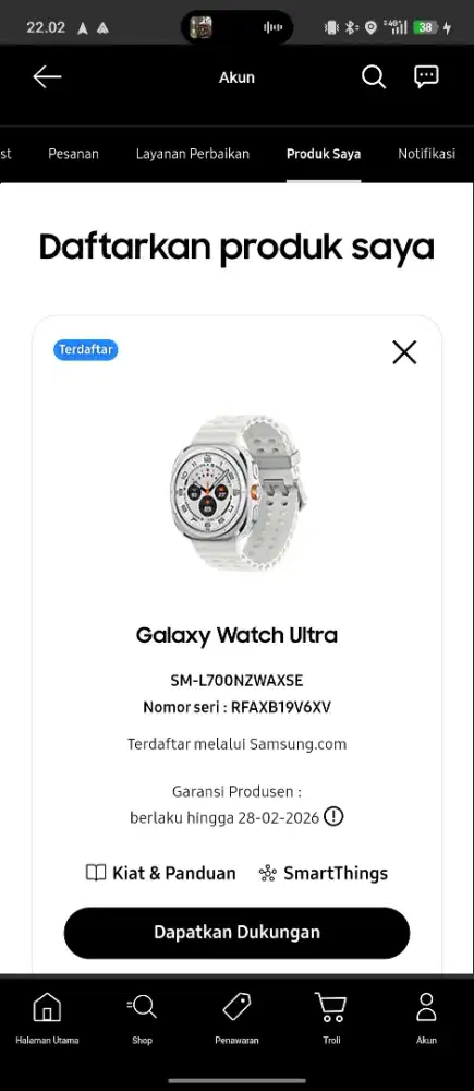 Samsung watch ultra 47mm silver mulus 99% garansi resmi sein
